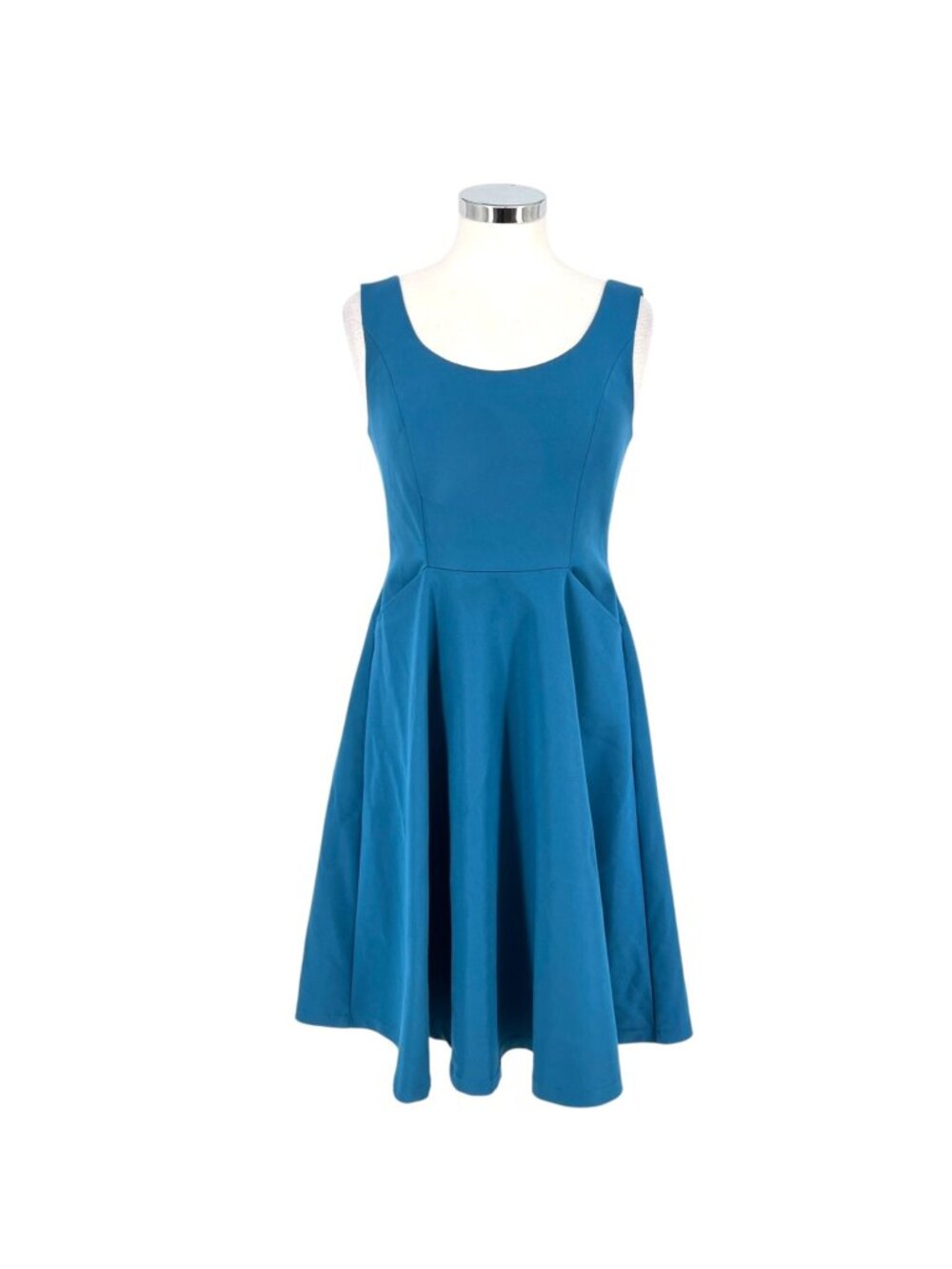 FRNCH Teal Sleeveless Fit and Flare Dress Scoop Neck Size Large Preppy Retro